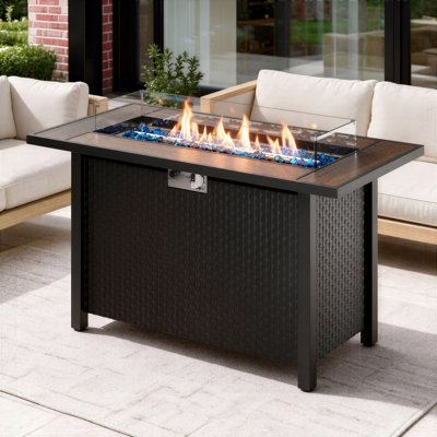 24.4" H x 45" W Outdoor Propane Fire Pit Table with Lid