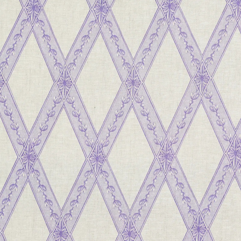 Schumacher x Jill Lasersohn Les Losanges Toile Fabric, Iris