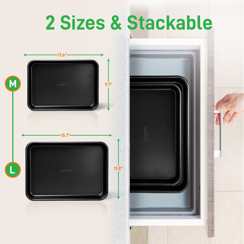 NutriChef 2 Piece Non-Stick Steel Bakeware Set, Black