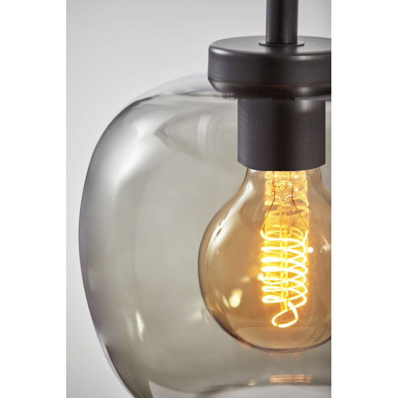Matte Black Mini Globe Pendant Light with Smoked Glass Shade