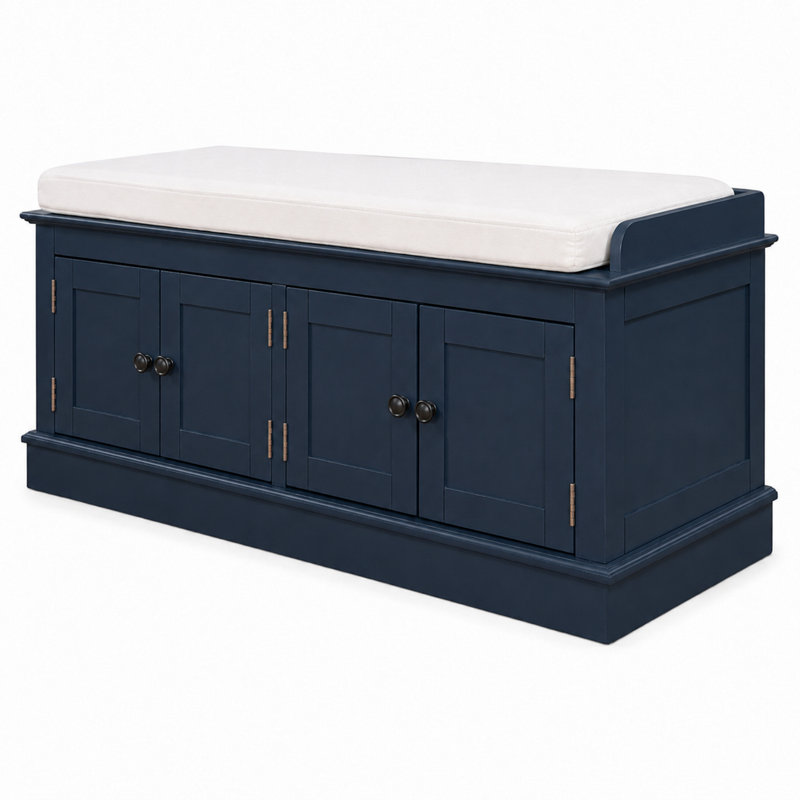 Banc de rangement Waukomis, Bleu marine antique