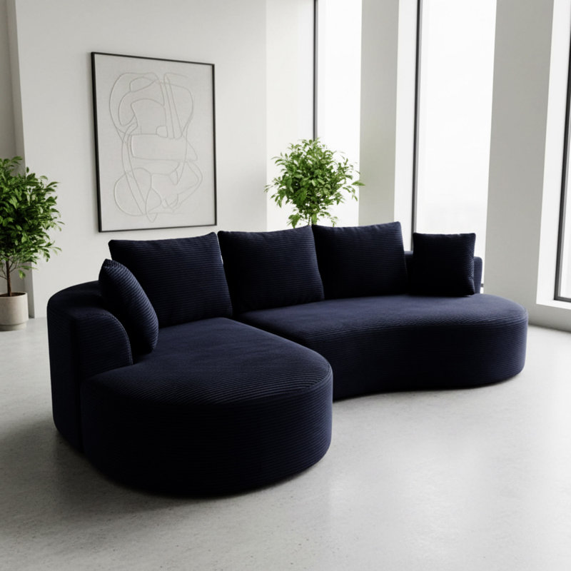 Ensemble de canapé modulaire courbé 2 pièces avec coussins, mobilier de salon ergonomique minimaliste, sièges modernes, sans assemblage, canapé et méridienne