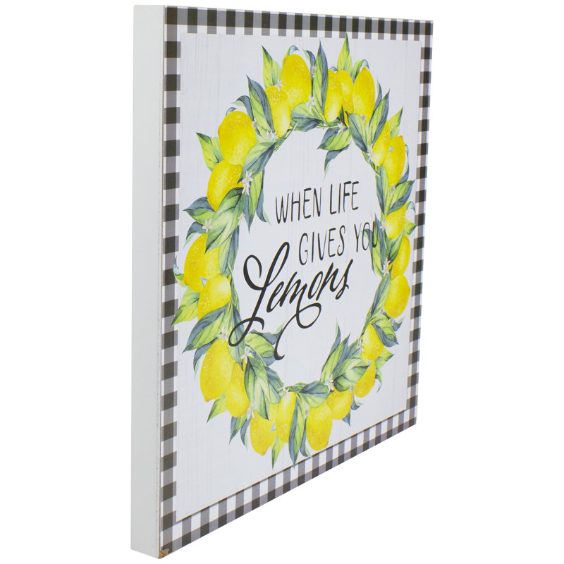 Art mural décoratif blanc 13,75 "When Life Gives You Lemons"