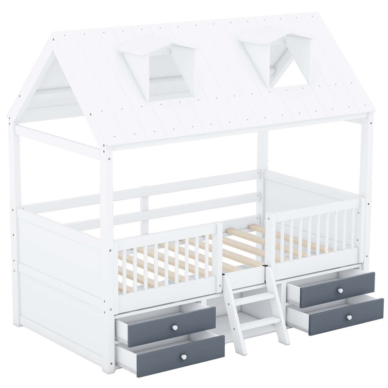 Structure de lit en bois, Simple, Blanc