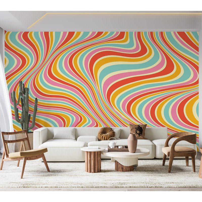 Premium Wallpaper Wall Mural - Psychedelic Waves, 96" L x 120" W