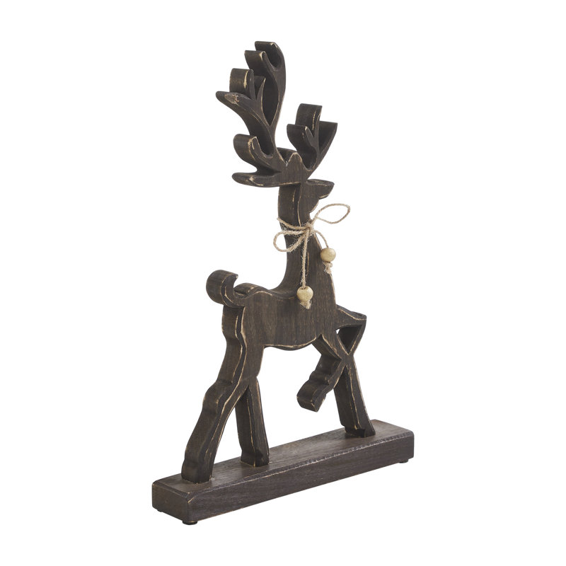 Renne en bois foncé Woodland Winter, H 15 po x l 10 po x P 2 po