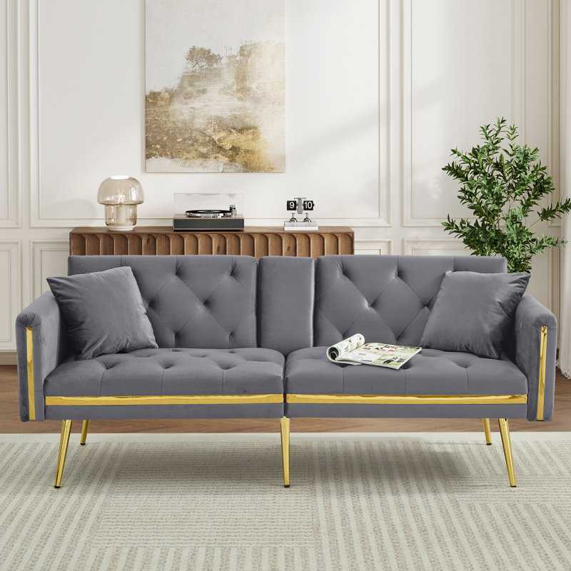 2 Seater Velvet Loveseat, Grey