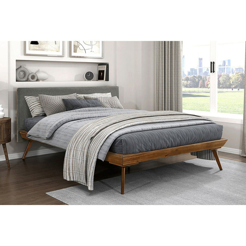 1Pc Platform Bed With Upholstered Headboard, Queen