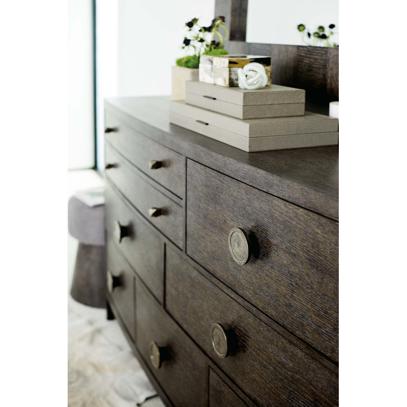 Linea 8 - Drawer Solid Wood Dresser, Linea - Cerused Charcoal Finish