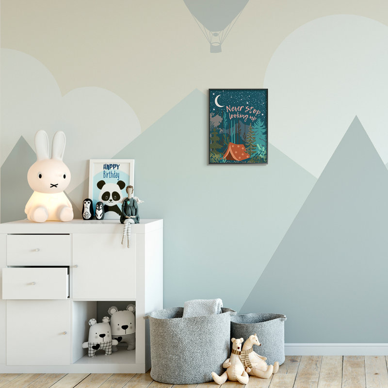 Never Stop Look Up Up, ciel nocturne, H 14 po x l 11 po x P 1,5 po, Giclée encadrée noir minuit