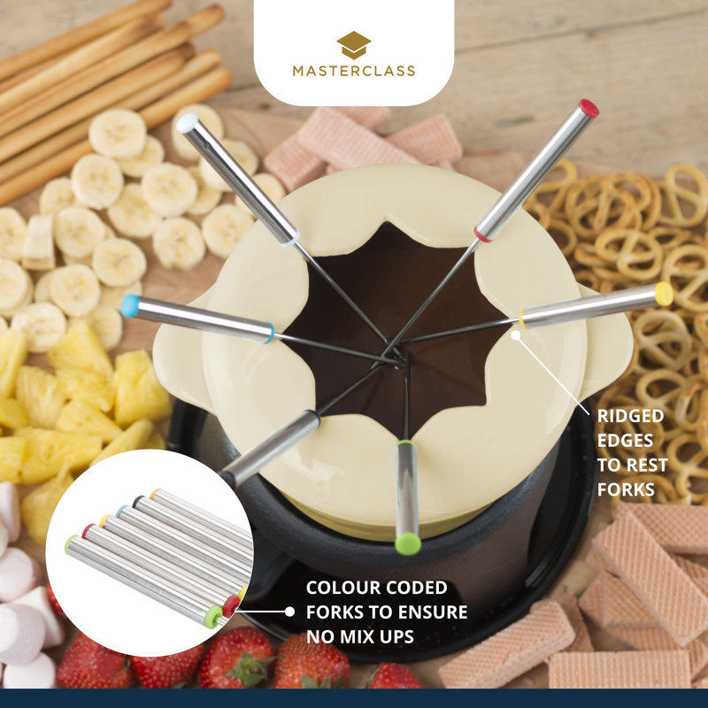 MasterClass Cast Iron Enamelled Fondue Set, Cream