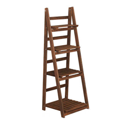 Hinkson Direct Rustic Wooden Foldable Ladder Shelf for Plants