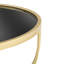 Élégante table d'appoint avec surface en miroir noir et support en métal doré surmonté d'un support robuste pour tout le monde