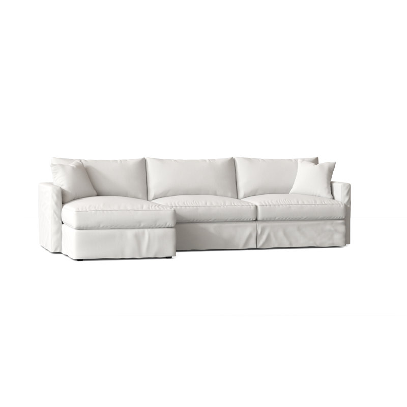 Hartig Upholstered L-Shaped Sectional, Classic Bleach White Twill, Left Hand Facing