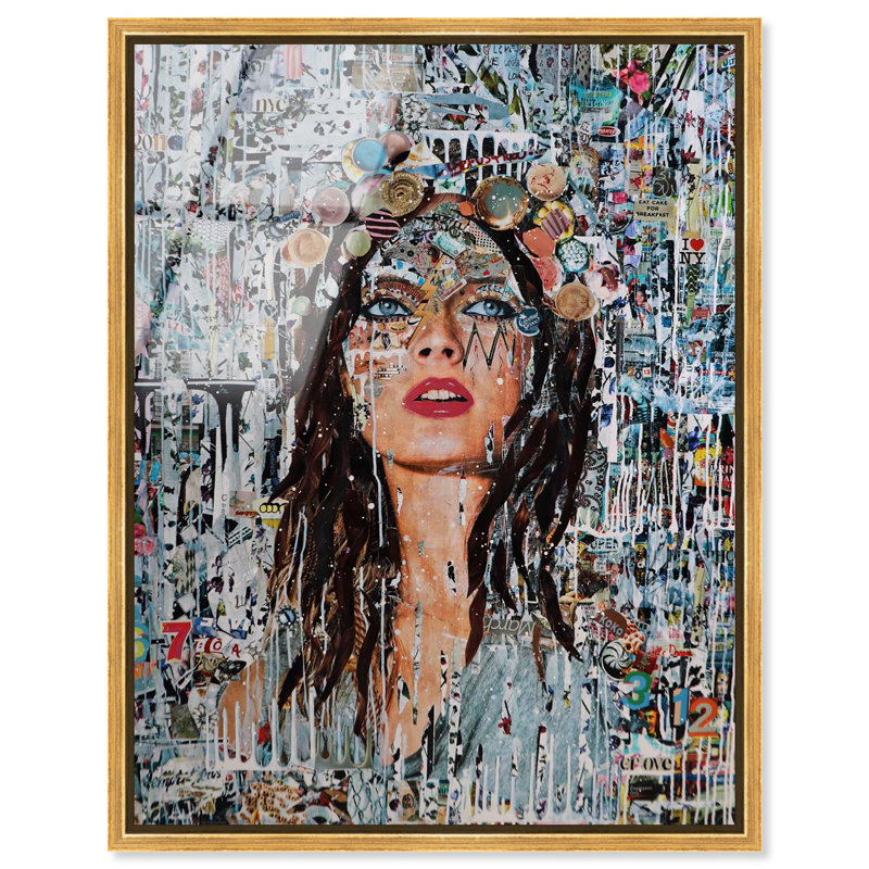 Katy Hirschfeld - Brunettes Have More Fun Print Glam Collage by Oliver Gal, Black Frame, , 37"H x 31"W, Gold Frame