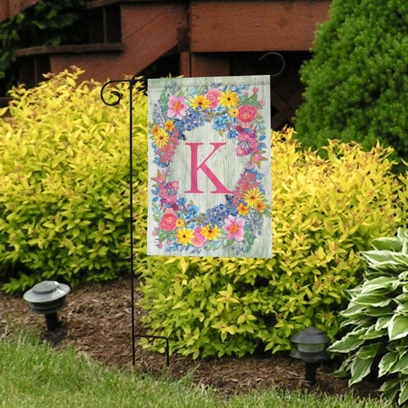 Spring Monogram Letter K Garden Flag