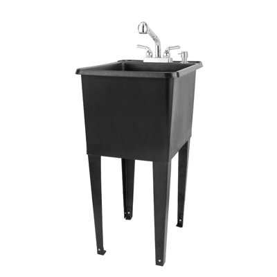 17.75 In. X 23.25 In. Freestanding Space Saver Utility Sink Pull-Out Faucet, Soap Dispenser