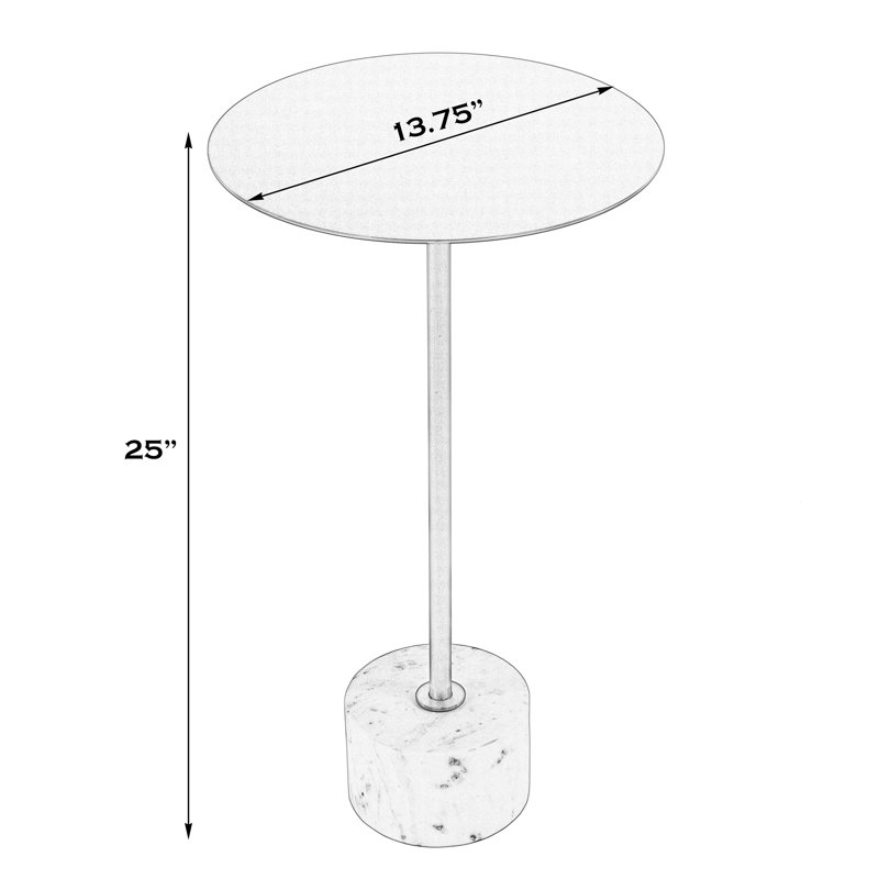 Kerstin 13.75 in. W Round Iron and Marble Side Table