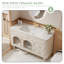 Meuble-lavabo sur pied en bois d'hévéa crème avec lavabo en céramique intégré et miroir intelligent-1351511736