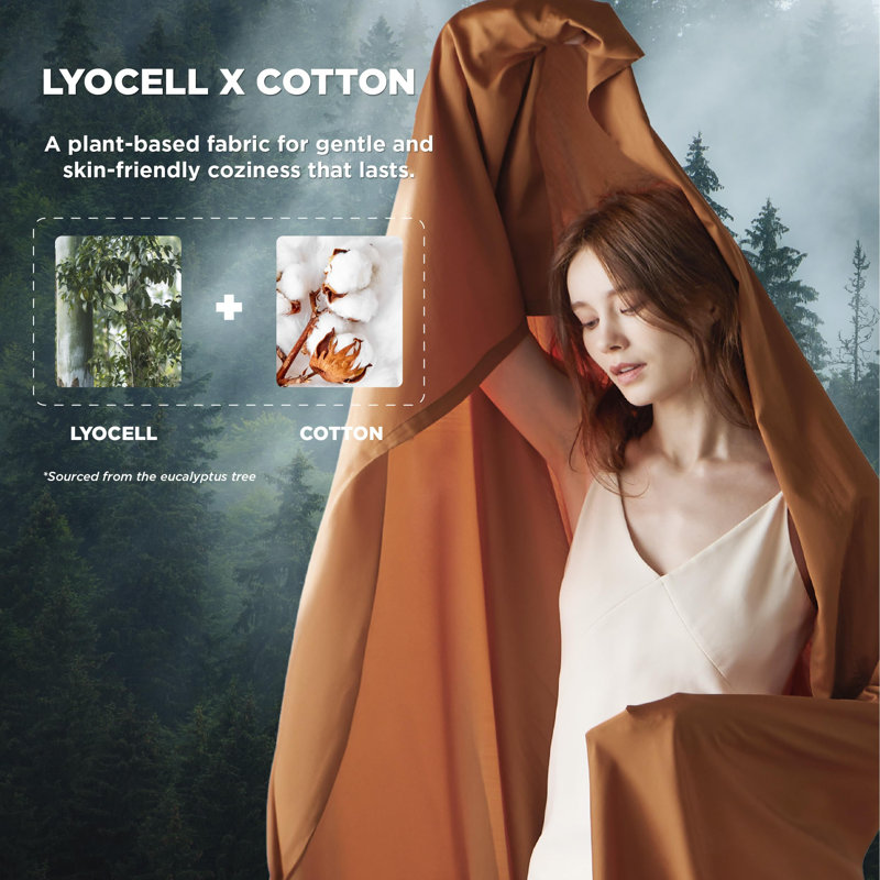 Bedsure Lyocell Cotton Breathable Eucalyptus Sheet Set, King Sheet Set with 1Fitted Sheet and 2Pillowcases, Terracotta