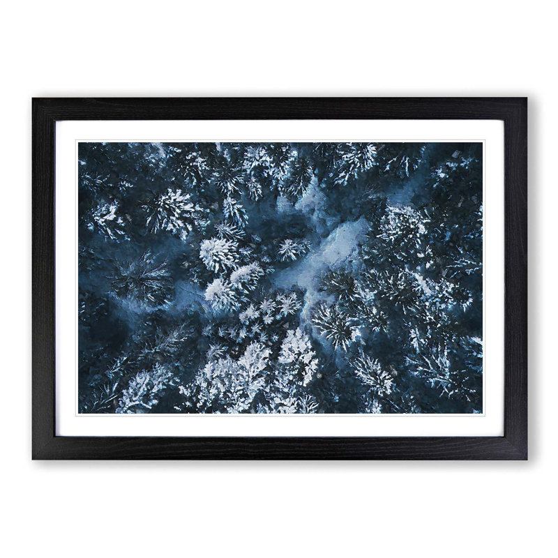 Winter Forest in Bavaria Germany - Picture Frame Painting Print, Black Framed, 27cm H x 36cm W x 2cm D