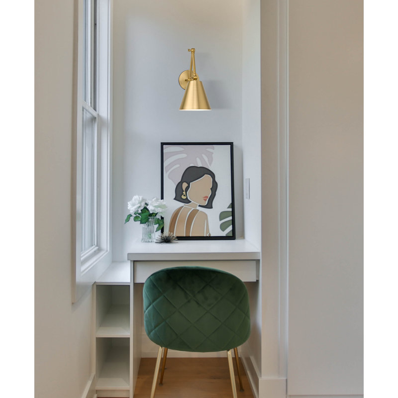 Alysa Steel Swing Arm Sconce, Modern Gold