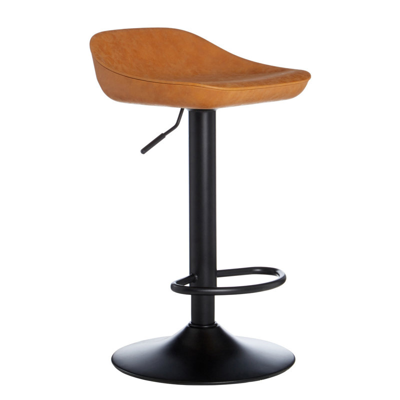 Linndale Swivel Upholstered Adjustable Height Counter Stool with Metal Frame, Camel