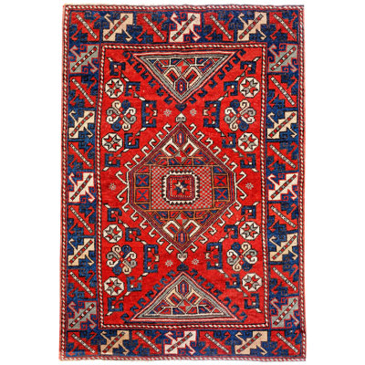 4x6 Red and Navy Turkish Tribal Rug