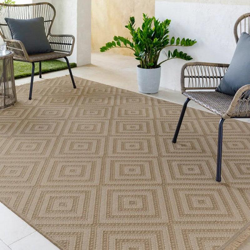 Tan Modern Washable Rug, Geometric Stain-Resistant Rug For Living Room, Dining Room, Bedroom, Kitchen, Rectangle 198 x 275 cm