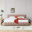 Très grand lit tapissier, cadre de lit rembourré confortable, tissu chenille, avec tête de lit et cadre de lit solide. Avec tiroir pour le rangement - Rose (88,5 po x 85,5 po x 31 po)-791074897-791074899