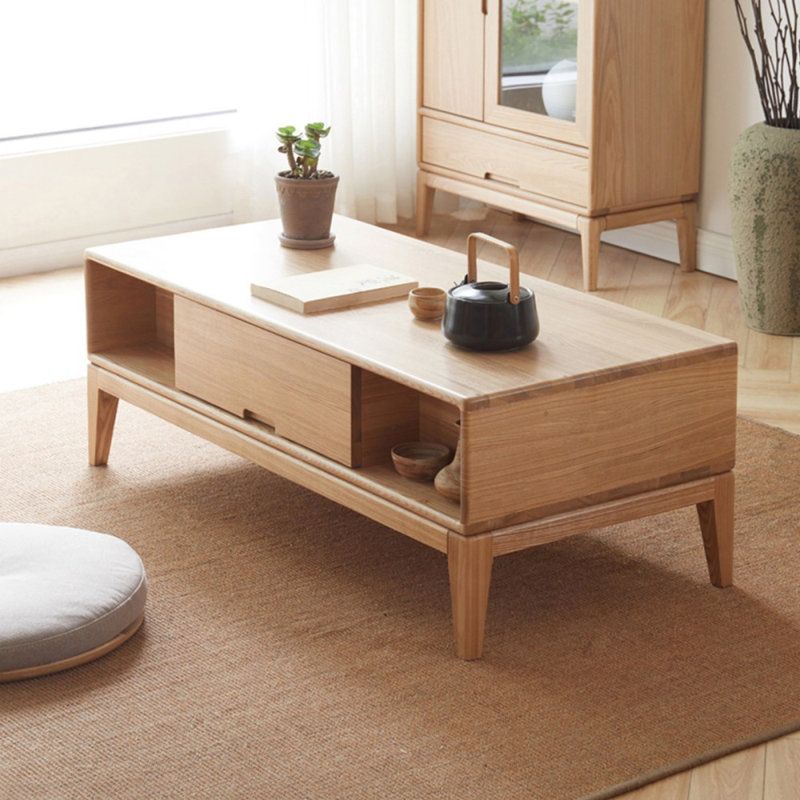 Table basse rectangulaire en bois massif 47,24 po Burlywood