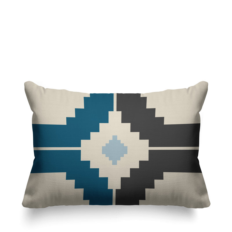 Coussin intérieur / extérieur Kele Southwestern, Turquoise