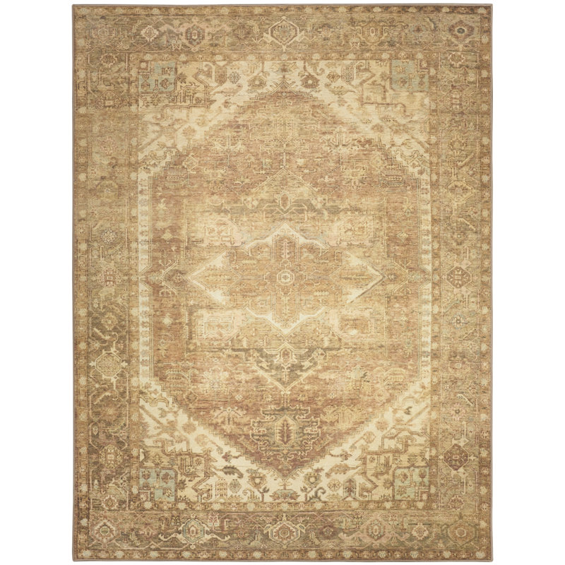 Herkimer Machine Washable Vintage Area Rug, Rectangle 9' x 12'