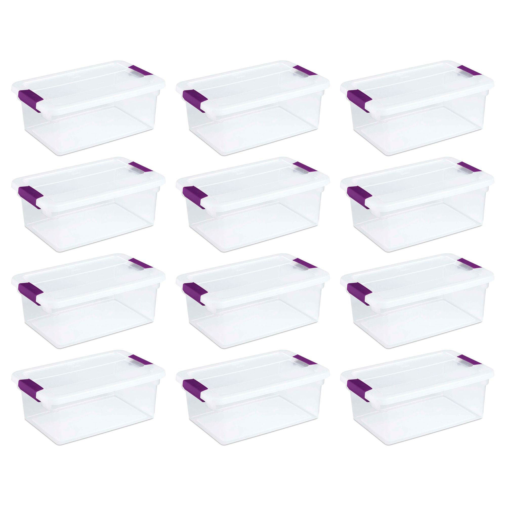 Sterilite 66 Qt ClearView Latch Storage Box, Stackable Bin with Latching  Lid, Plastic Container to Organize Clothes in Closet, Clear Base, Lid,  6-Pack