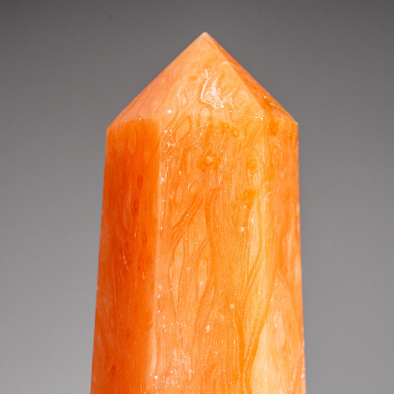 Genuine Polished Selenite Point from Morocco, Orange