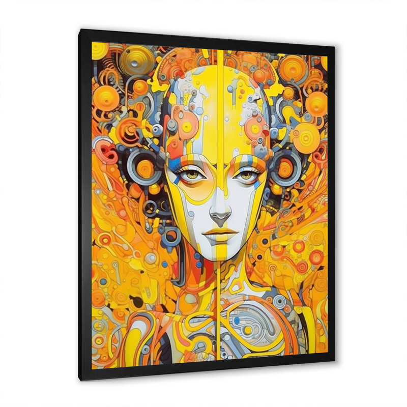 Illustration charmante de Robots charmants - Impression, H 44 po x l 34 po x P 1,5 po, Cadre simple noir