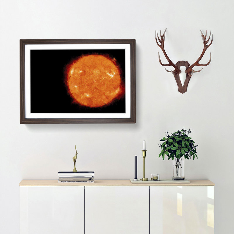 The Surface of the Sun - Picture Frame Painting Print, 27cm H x 36cm W x 2cm D, Walnut Framed