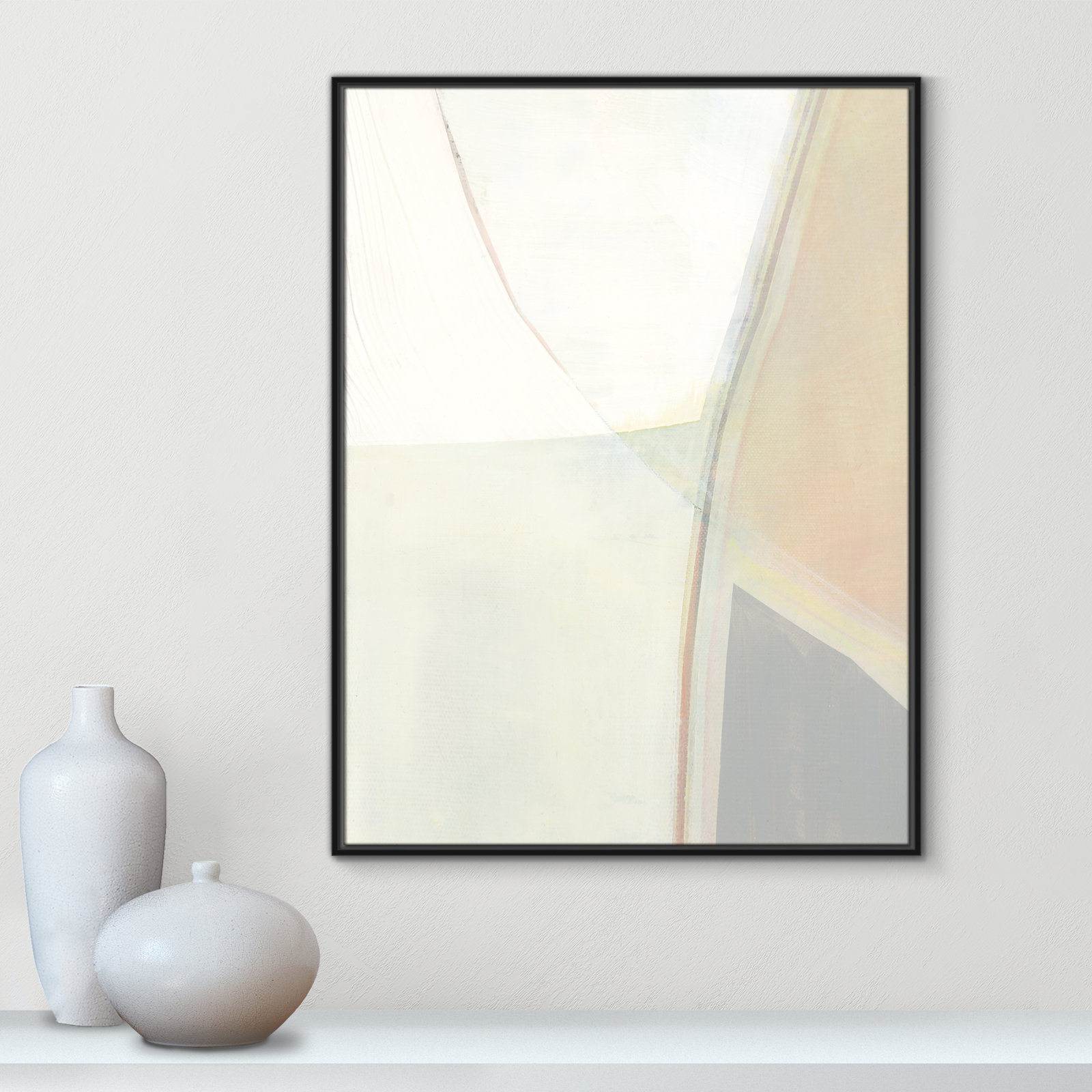 Alexandria "In Neutral II" Painting by Cartissi, 41.5" H x 31.5" W x 2" D, Black Framed Canvas