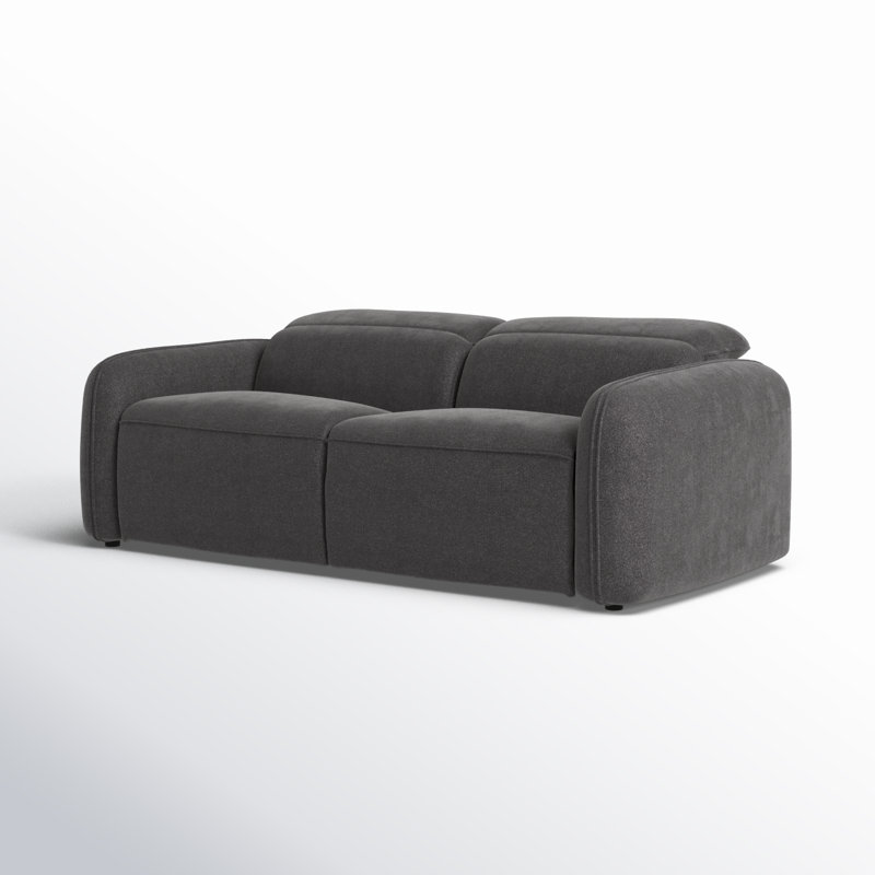 Pompeo 86'' Upholstered Reclining Sofa, Elite Charcoal Gray Boucle