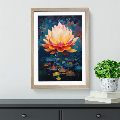 Lotus Flower Constructivism No.2 - Single Picture Frame Print on Wood
