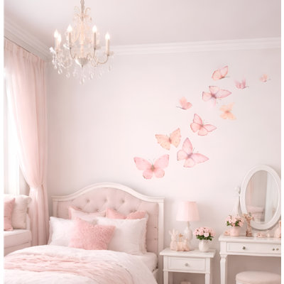 Ensemble de 10 adhésifs muraux papillons roses moyens à peler et coller