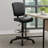 Hya Heavy Duty Swivel Office Stool With Footring, Black Cushions