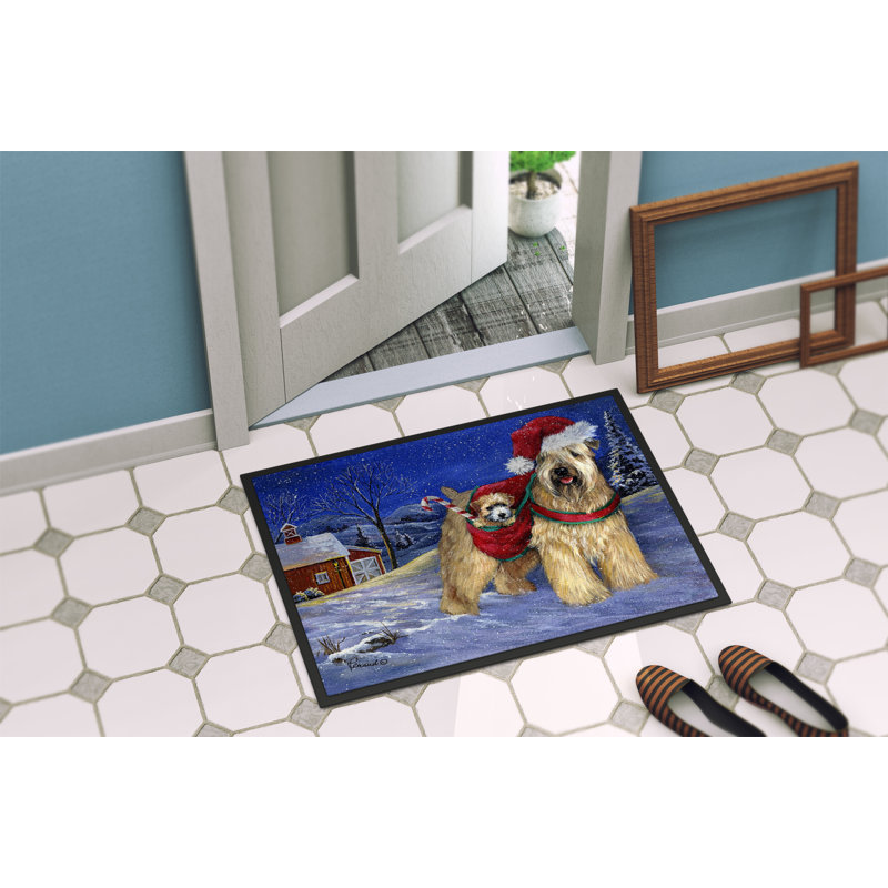 Tapis d'entrée antidérapant Guerriero, Wheaten Terrier de Noël, L 24 po x L 36 po