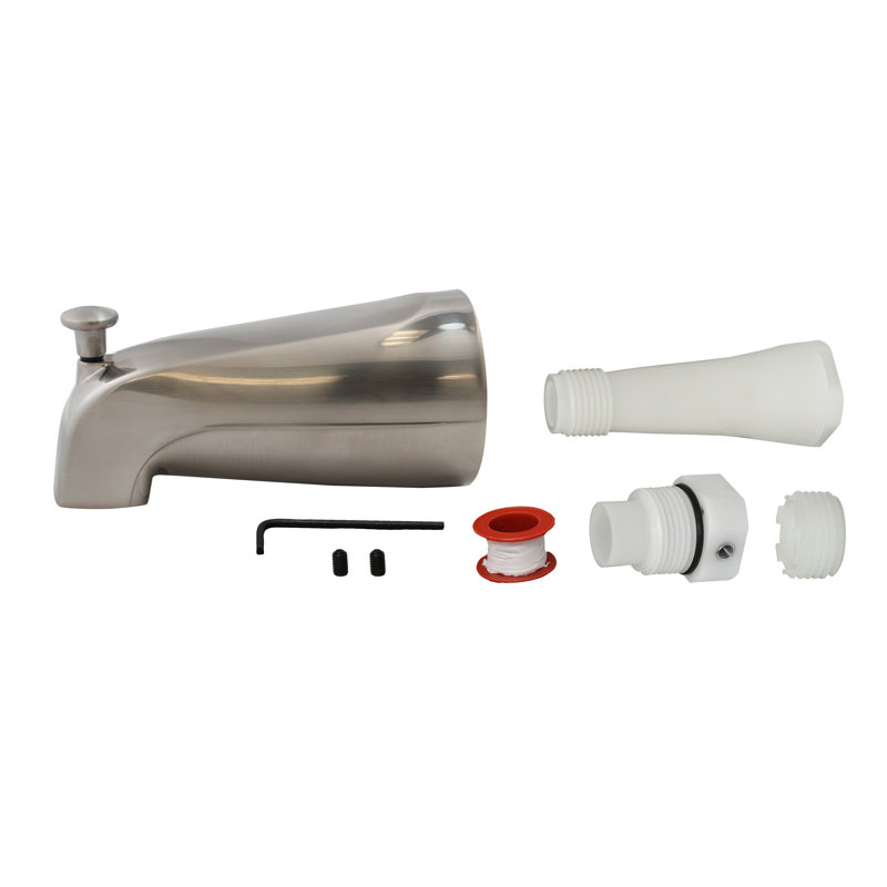 Plumbpak Handle Wall Mounted Tub Spout with Diverter, Brushed Nickel