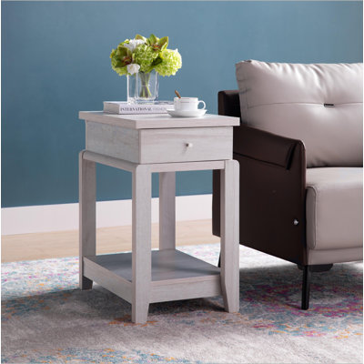 Table d'appoint de chaise avec un tiroir et une tablette inférieure, table d'appoint