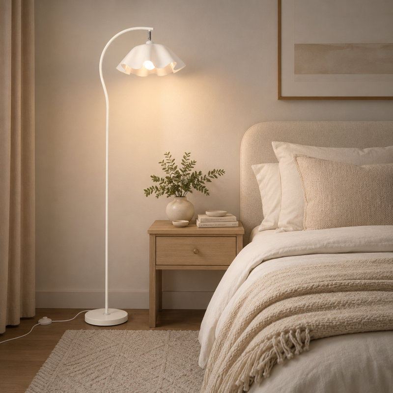 Lampe sur pied réglable à 1 lumière avec pétales 3 couleurs 59 po Modern