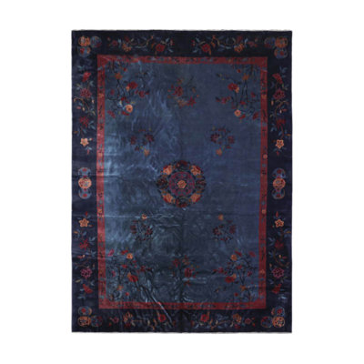 Tapis bleu unique de 10 pi x 13 pi 6 po