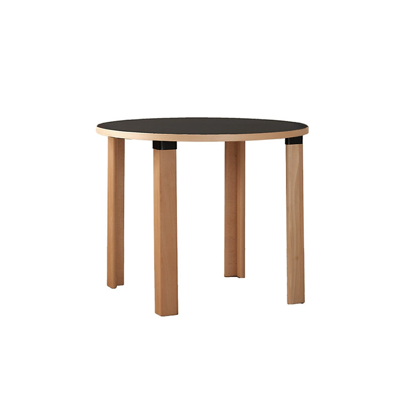 Black Brown Round Solid Wood Dining table, 29.53"H x 39.37"L x 39.37"W