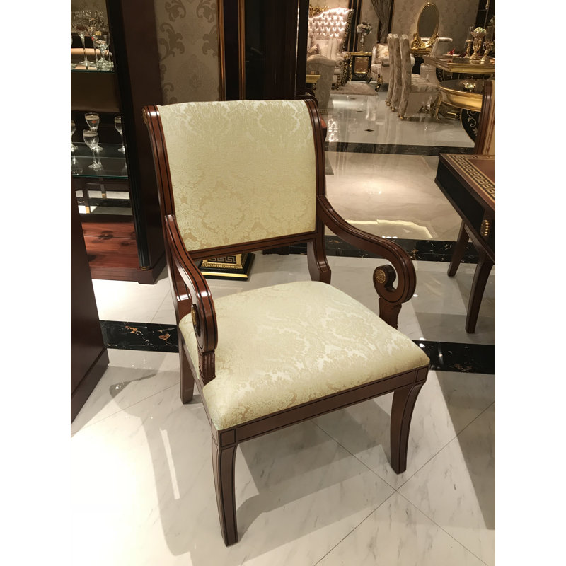 Infinity 22.5" Wide Cotton Armchair In Gold Fabric, Cream