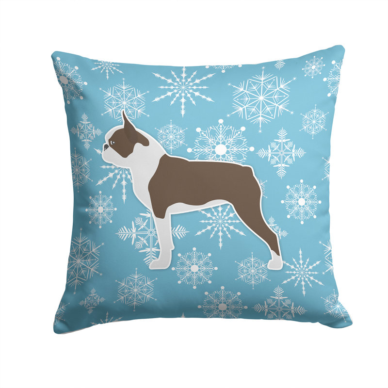 Winter Snowflakes Solid Colour Throw Pillow, 14" H x 14" W x 3" D